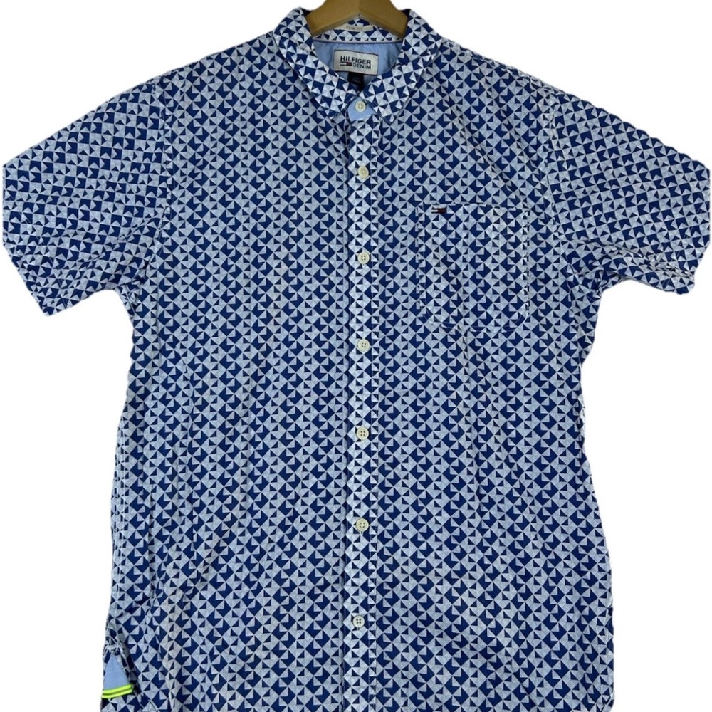 HIFIGER DENIM MEN’s short sleeve shirt vintage. Blue Patterned Men's Shirt
